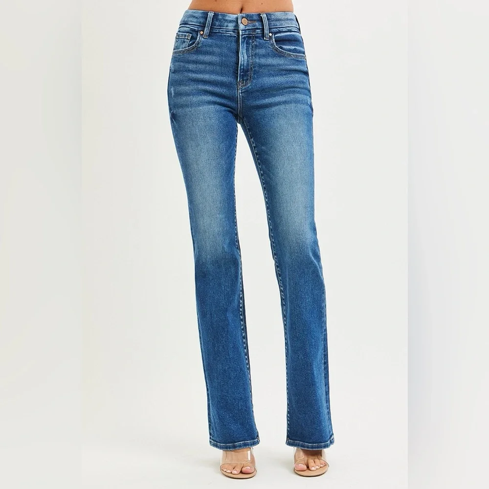 RISEN High Rise Bootcut Jeans With Distressed Details - Picture 6 of 7